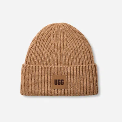Ugg ® Men's Chunky Rib Beanie Polyester Blend In Camel