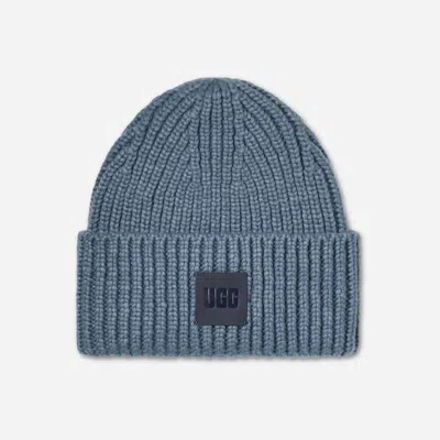 Ugg ® Men's Chunky Rib Beanie Polyester Blend In Eve Blue