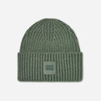 Ugg ® Men's Chunky Rib Beanie Polyester Blend In Green Stone