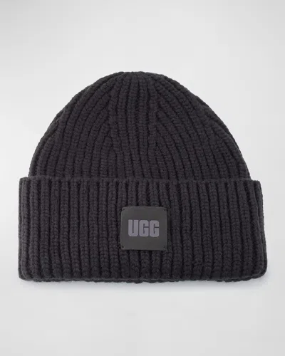 Ugg Men's Chunky Rib Knit Beanie Hat In Black