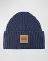 Ugg Men's Chunky Rib Knit Beanie Hat In Navy