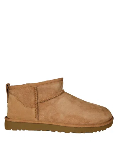 Ugg Brown Classic Ultra Mini Suede Shearling Boots In Multi