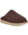 Ugg Mens Classic Shaggy Suede Slippers Dark Brow In Burnt Cedar