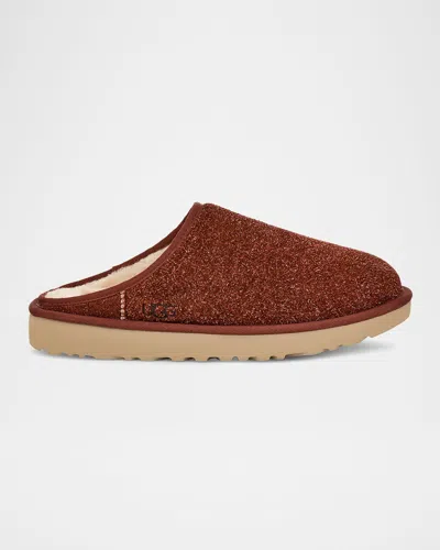 Ugg Men's Classic Slip-on Shaggy Suede Slippers In Red Jasper