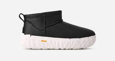 Ugg ® Men's Classic Ultra Mini Wrap Tech Noir Leather Classic Boots In Black/jasmine
