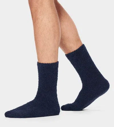 Ugg ® Men's Fincher Ultra Cozy Crew Polyester Blend/recycled Materials In Blue/