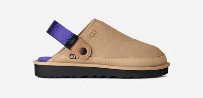 Ugg ® Men's Goldencoast Clog Ii Suede Shoes In Sand/regal Blue In Brown