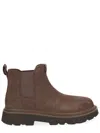 Ugg Chunky Sole Round Toe Boots With Pull Tab In Brown