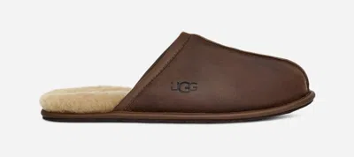 Ugg ® Men's Scuff Leather Sheepskin Slippers In Brown/