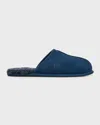 Ugg Mens Blue/dark Scuff Branded Suede Slippers Eur 40 / 6 Uk