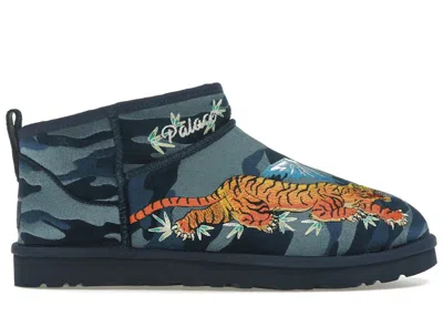 Pre-owned Ugg Men's  Classic Ultra Mini Boot Palace Camo Sneakers In Navy Blue