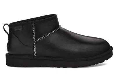 Pre-owned Ugg Men's  Classic Ultra Mini Lthr Regen Boot Sneakers In Black