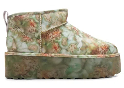 Pre-owned Ugg Men's  Classic Ultra Mini Platform Boot Collina Strada Sneakers In Green/floral