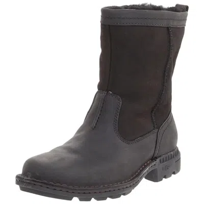 Ugg Men's  Hartsville Boots Brown Leather Waterproof Pull On Mid-calf Gbnc449 In Black