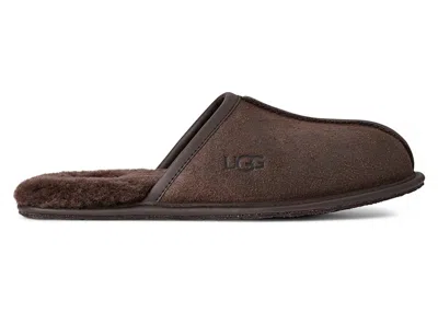 Pre-owned Ugg Men's  Scuff Leather Distressed Slipper Sneakers In Dusted Cocoa In Brown