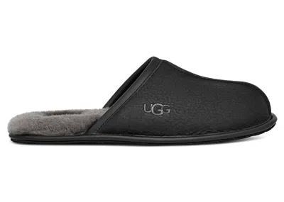 Pre-owned Ugg Men's  Scuff Leather Slipper Sneakers In Black