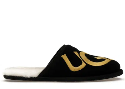 Pre-owned Ugg Men's  Scuff Logo Slipper Sneakers In Black/gold