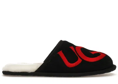 Pre-owned Ugg Men's  Scuff Logo Slipper Sneakers In Black/red