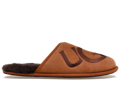 Pre-owned Ugg Men's  Scuff Logo Slipper Sneakers In Chestnut/espresso
