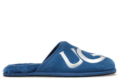Pre-owned Ugg Men's  Scuff Logo Slipper Sneakers In Classic Blue/white