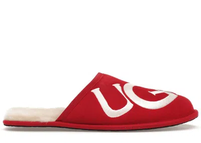 Pre-owned Ugg Men's  Scuff Logo Slipper Sneakers In Samba Red/cream