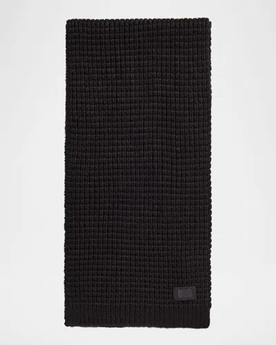 Ugg Men's Waffle Knit Scarf In Black
