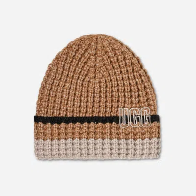 Ugg ® Men's Waffle Stripe Beanie In Chestnut Multi