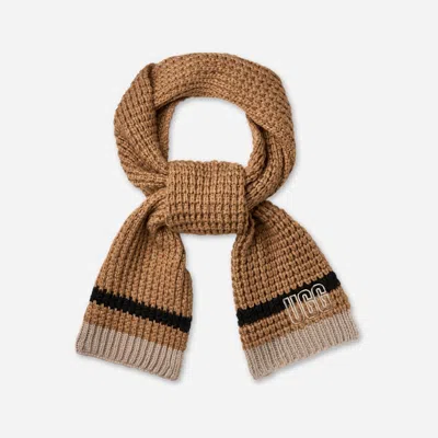 Ugg ® Men's Waffle Stripe Scarf In Chestnut Multi