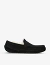 Ugg Ascot 1101110-blk Moccasin Mens Us 7 Black Suede Wool Slip On Slipper Dwa626 In Brown