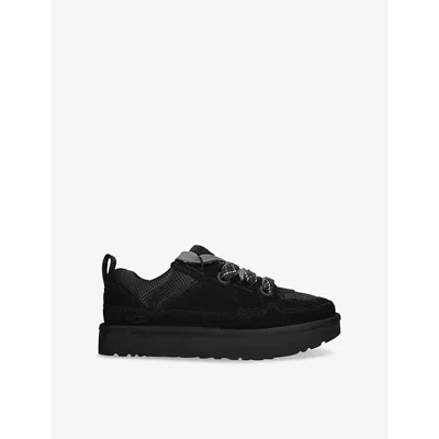 UGG MENS BLACK LO LOWMEL LOW-TOP SUEDE TRAINERS EUR 43 / 9 UK