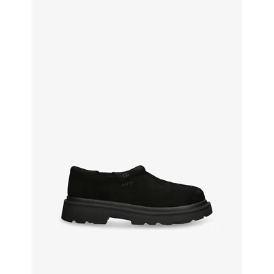Ugg Mens Tasman Lug Suede And Shearling Slippers Blac In Black