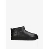 Ugg Classic Ultra Mini Leather Ankle Boots With Plush Lining In Black