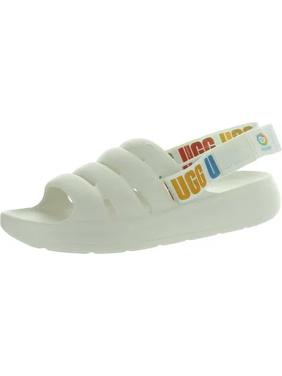 Ugg Mens Cushioned Footbed Slip-on Sport Sandals In White