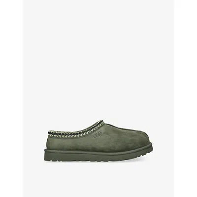 Ugg Mens  Tasman Suede And Shearling Slippers In Khaki