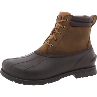 Ugg Mens Lace-up Leather Rain Boots In Pink