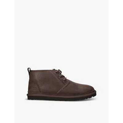 Ugg Mens  Neumel Distressed Logo-debossed Suede Chukka Boots In Burnt Cedar/brown