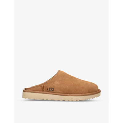 Ugg Classic Slip-on Suede And Shearling Slippers In Tan