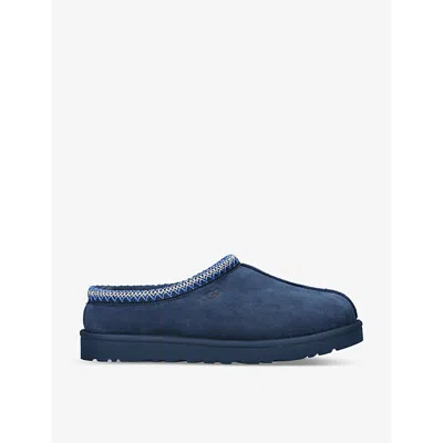 UGG MENS NAVY TASMAN CONTRAST-STITCH SUEDE AND SHEARLING SLIPPERS EUR 41 / 7 UK