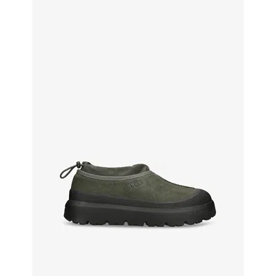Ugg Mens  Tasman Weather Hybrid Logo-embossed Suede Slippers In Khaki