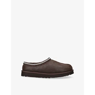 Ugg Mens Tasman Shearling-lined Suede Slippers Dark Brow In Dark Brown