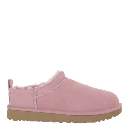 Ugg Micro Ankle Boots With Soft Suede Exterior And Round Toe Design In Pink