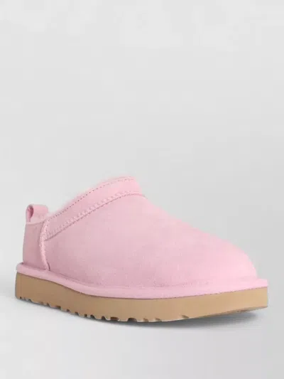 Ugg Micro Suede Boots Pull Tab Rubber Sole In Pink