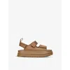 UGG UGG MID BROWN KIDS' GOLDENGLOW CHUNKY-SOLE WOVEN SANDALS