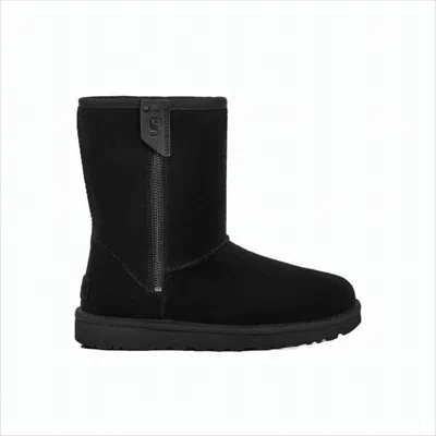 Ugg Mid-calf Suede Boots With Plush Wool Lining In Black