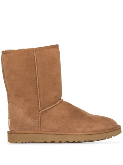 Ugg Mid-height Leather Boots With Suede Finish In Brown