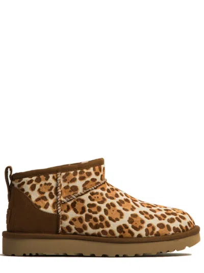 Ugg Mini Asymmetrical Topline Cow Hair Boot In Animal Print