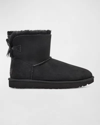 Ugg Mini Bailey Bow Ii Shearling Fur Boots In Black