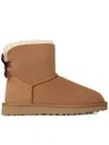 Ugg Mini Bailey Fluff Buckle Womens Suede Shearling Winter & Snow Boots In Brown