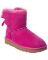 Ugg Mini Bailey Bow Ii Suede & Shearling Boot In Pink
