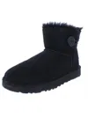 Ugg Bailey Button I Low Heels Ankle Boots In Black Suede In Blue